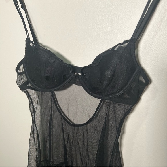 La Senza mesh coquette polkadot sequins Y2K babydoll lingerie S - Picture 5 of 7